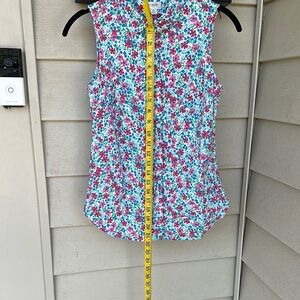 J. Crew Floral Sleeveless Blouse - Pink and Blue